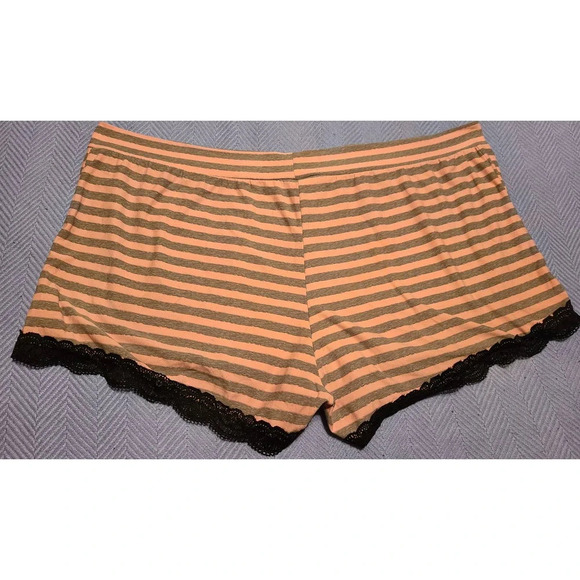 Sleepwear Shorts Women's Size 3X Striped Polyester Stretch Lace Pull On (Q) - Picture 3 of 3